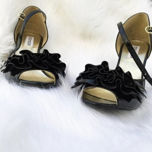 Steve Madden Talisa Black Ruffle Heels Size 7.5 - Picture 1 of 8